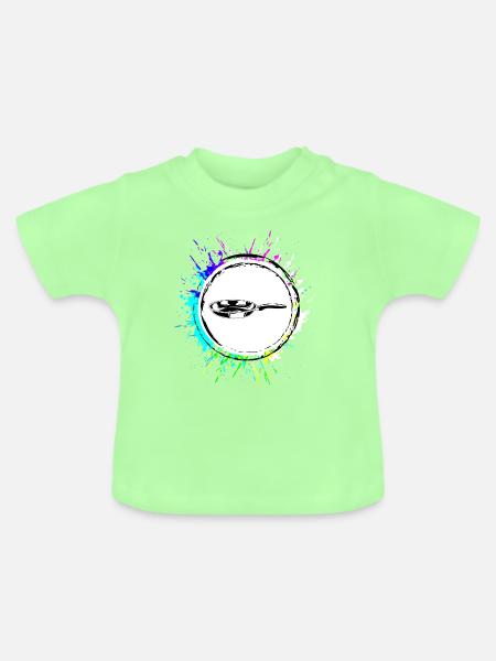 Pfanne Logo Bunt Kochen - Baby Bio-T-Shirt mit Rundhals - Mintgrün