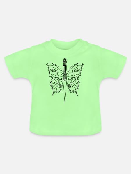 Schmetterling mit Dolch - Baby Bio-T-Shirt mit Rundhals - Mintgrün