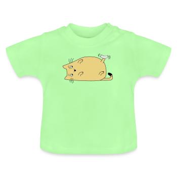 Cat with tape - Baby Organic T-Shirt with Round Neck - mint green - Front