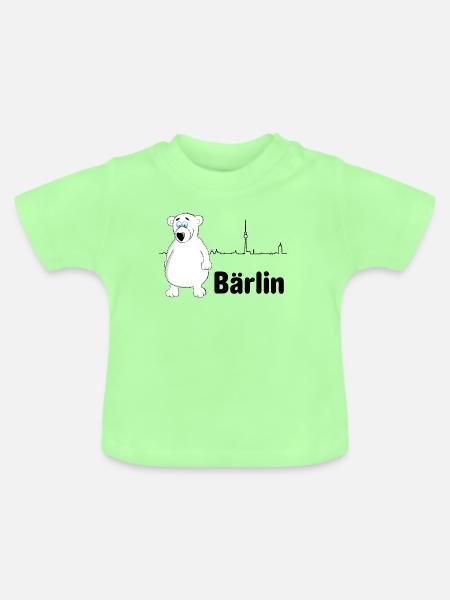 Berlin mit Berliner Bär = Bärlin - Baby Bio-T-Shirt mit Rundhals - Mintgrün