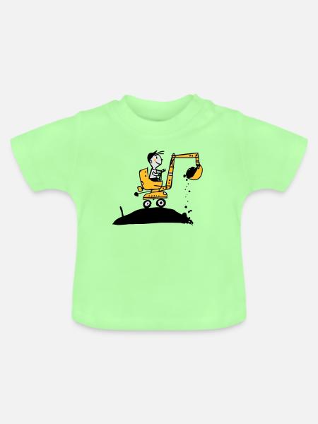 Bagger im Retro Stil - Baby Bio-T-Shirt mit Rundhals - Mintgrün