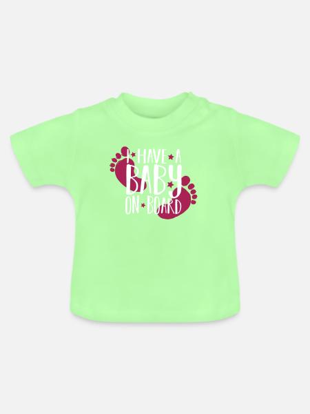 Baby on board - Baby Bio-T-Shirt mit Rundhals - Mintgrün