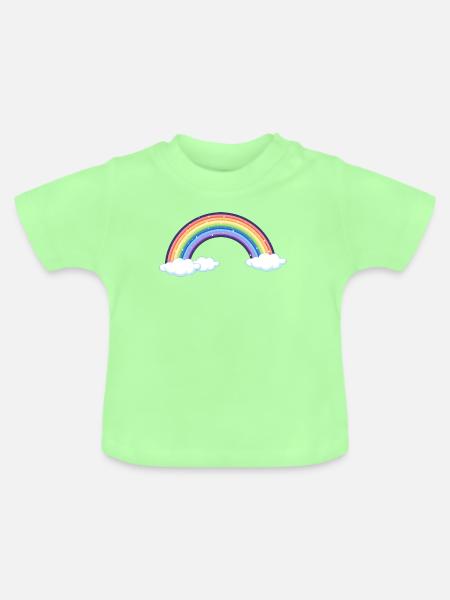 Vibrant Rainbow Over Clouds - Baby Organic T-Shirt with Round Neck - mint green