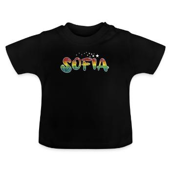 Vorname Sofia Mädchenname Namensgeschenk - Baby Bio-T-Shirt mit Rundhals - Schwarz - Vorne