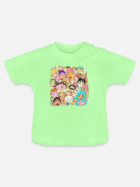 Viele Gesichter - Baby Bio-T-Shirt mit Rundhals - Mintgrün