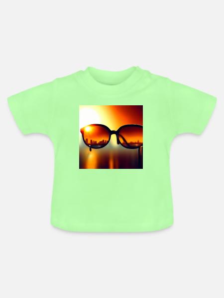 Sunglass-Skyline - Baby Bio-T-Shirt mit Rundhals - Mintgrün