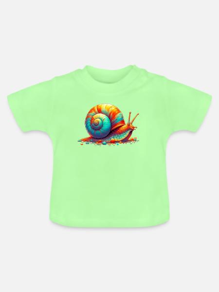 Schnecke - Baby Bio-T-Shirt mit Rundhals - Mintgrün