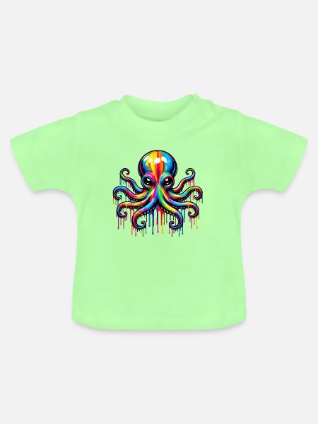 Krake - Baby Bio-T-Shirt mit Rundhals - Mintgrün
