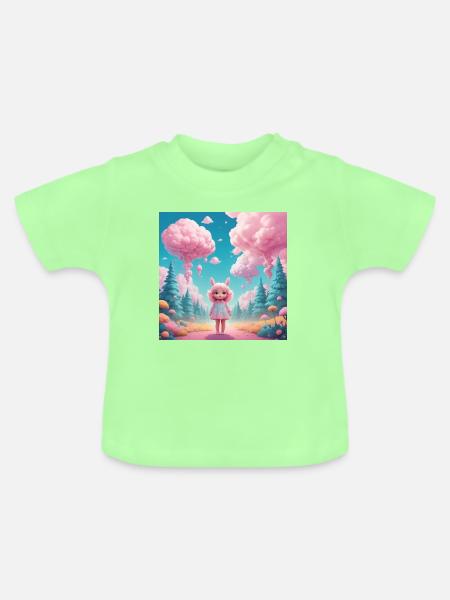 Mädchen im Zuckerwatte-Wald - Baby Bio-T-Shirt mit Rundhals - Mintgrün