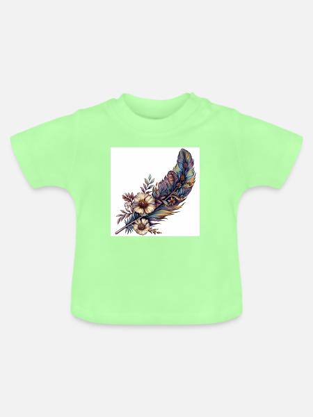 Feder Blumen Schmuck Gras Vogelfeder - Baby Bio-T-Shirt mit Rundhals - Mintgrün