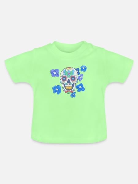 Mexikanischer Zuckerschaedel - Baby Bio-T-Shirt mit Rundhals - Mintgrün
