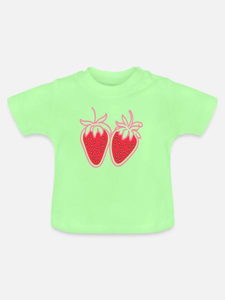 Erdbeeren frucht - Baby Bio-T-Shirt mit Rundhals - Mintgrün