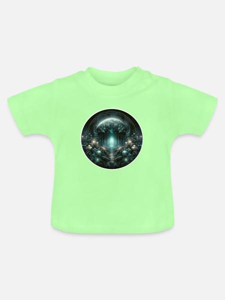 Kreisförmiger Mondwald - Baby Bio-T-Shirt mit Rundhals - Mintgrün