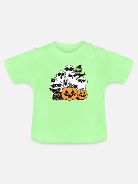 Halloween Party Figuren - Baby Bio-T-Shirt mit Rundhals - Mintgrün