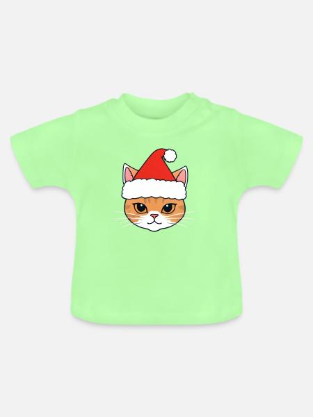 Weihnachtskatze mit Santa Hut - Baby Bio-T-Shirt mit Rundhals - Mintgrün