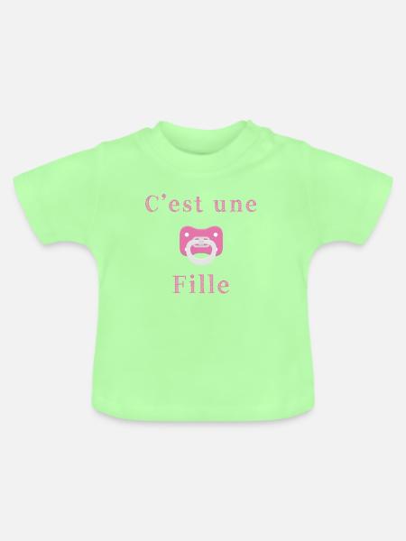 Geburt - es ist ein Mädchen - Baby Bio-T-Shirt mit Rundhals - Mintgrün