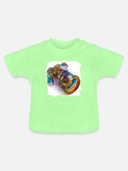 Digitalkamera als CAD-Design Blaupause - Baby Bio-T-Shirt mit Rundhals - Mintgrün