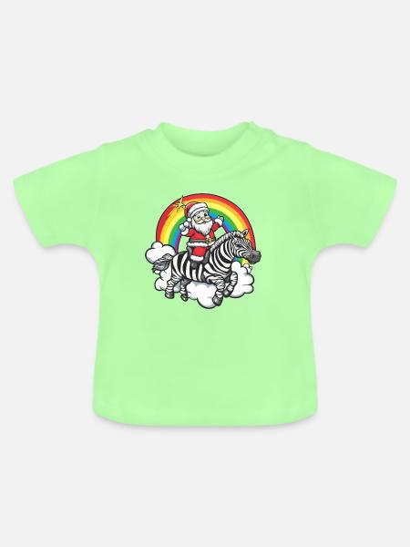 Zebra Weihnachtsmann Weihnachten - Baby Bio-T-Shirt mit Rundhals - Mintgrün