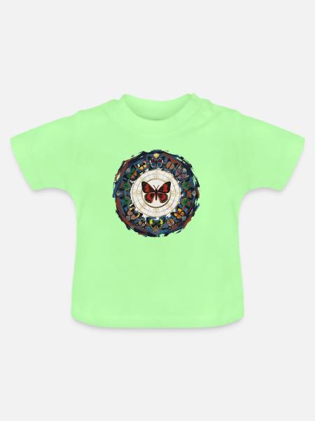Schmetterlingskreis Mandala - Baby Bio-T-Shirt mit Rundhals - Mintgrün