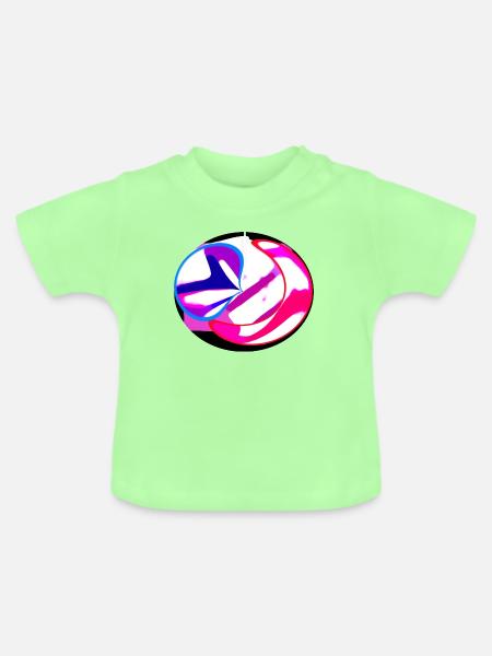 Neon Swirl Abstrakt - Baby Bio-T-Shirt mit Rundhals - Mintgrün