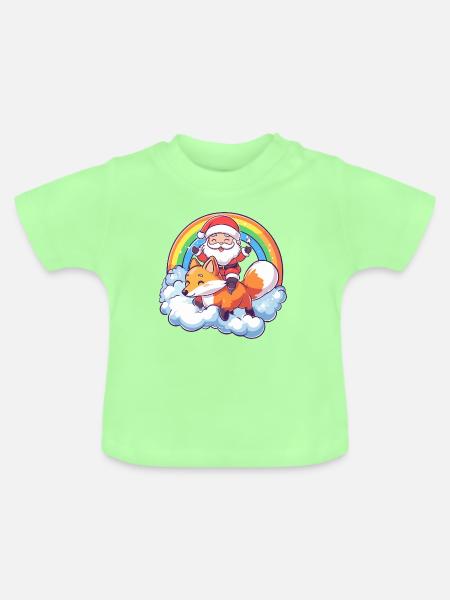 Fuchs Weihnachtsmann Weihnachten - Baby Bio-T-Shirt mit Rundhals - Mintgrün