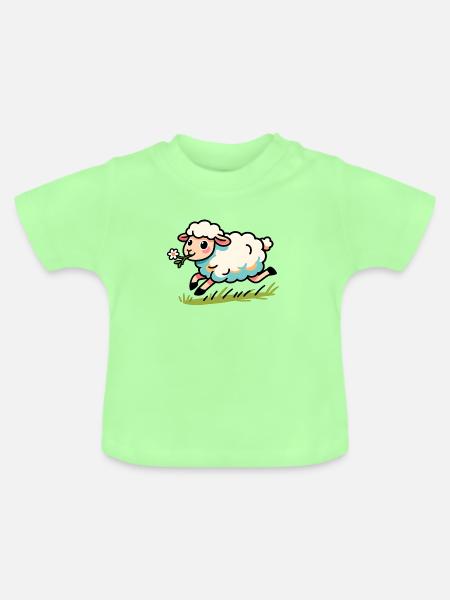 Lammhammel auf der Wiese - Baby Bio-T-Shirt mit Rundhals - Mintgrün