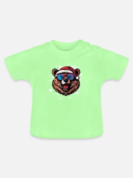 Bär Weihnachten Lustig - Baby Bio-T-Shirt mit Rundhals - Mintgrün