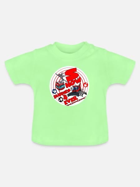 1423-SNOW_BUDDIES_4_EVER_rood-Buchstaben - Baby Bio-T-Shirt mit Rundhals - Mintgrün