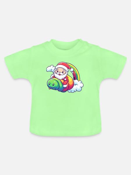 Wurm Weihnachtsmann Weihnachten - Baby Bio-T-Shirt mit Rundhals - Mintgrün