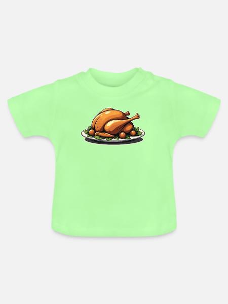 Gebratene Putenplatte - Baby Bio-T-Shirt mit Rundhals - Mintgrün