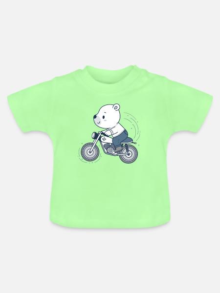 Biker Adventure Bear - Baby Bio-T-Shirt mit Rundhals - Mintgrün