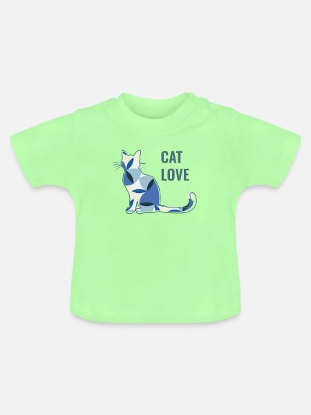 Katzenliebe - Cat Love - Baby Bio-T-Shirt mit Rundhals - Mintgrün