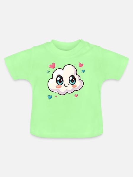 Kuschelige Wolke mit Herzchen - Baby Bio-T-Shirt mit Rundhals - Mintgrün