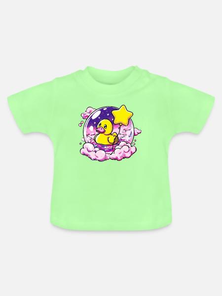 Traumduck im Sternballon - Baby Bio-T-Shirt mit Rundhals - Mintgrün