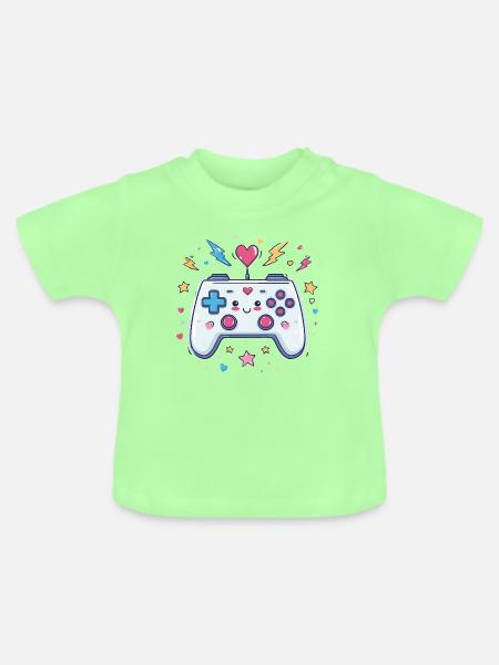 Herzcontroller Doodle Pixel Pop - Baby Bio-T-Shirt mit Rundhals - Mintgrün