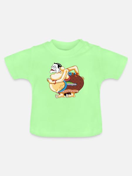 Lebendige Hula-Karikatur - Baby Bio-T-Shirt mit Rundhals - Mintgrün