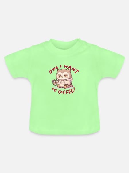 Kaffeeliebe Eule Hoodie - Baby Bio-T-Shirt mit Rundhals - Mintgrün