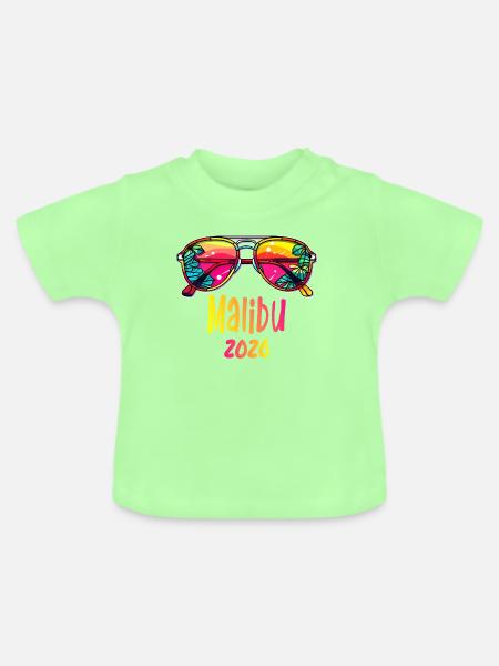 Malibu 2026 Sonnenbrillendesign - Baby Bio-T-Shirt mit Rundhals - Mintgrün