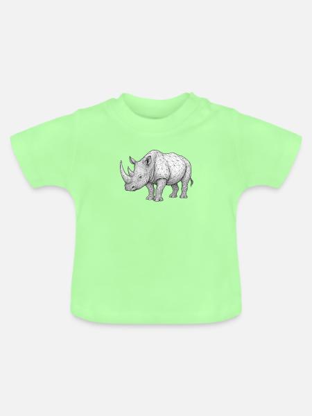 Nashorn Wireframe Muster - Baby Bio-T-Shirt mit Rundhals - Mintgrün