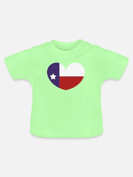 Texas-Herzflagge - Baby Bio-T-Shirt mit Rundhals - Mintgrün