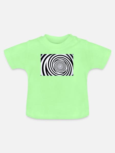Hypnotisches Spiralmonochrom - Baby Bio-T-Shirt mit Rundhals - Mintgrün