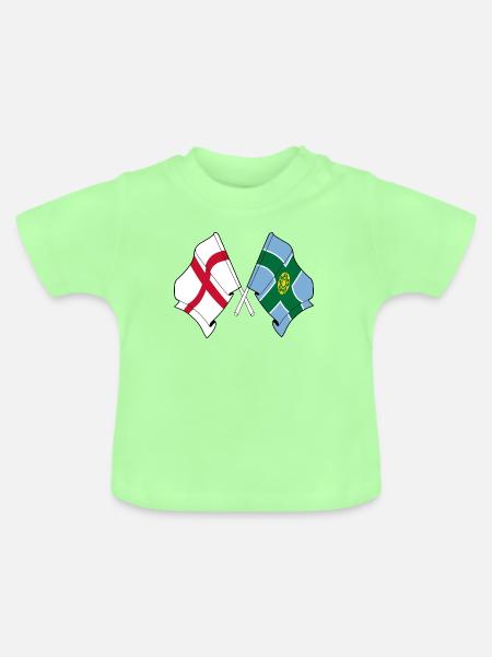 Derbyshire x England Flaggen - Baby Bio-T-Shirt mit Rundhals - Mintgrün