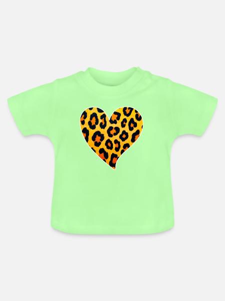 Leopard Herz Muster: Wildes Temperament - Baby Bio-T-Shirt mit Rundhals - Mintgrün