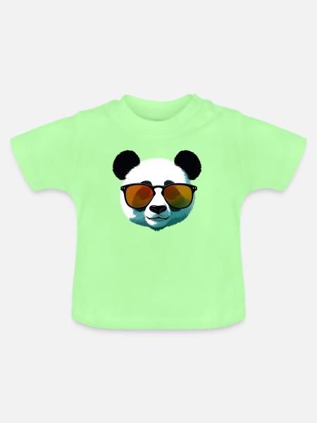 Panda mit Sonnenbrille Farbverlauf - Baby Bio-T-Shirt mit Rundhals - Mintgrün