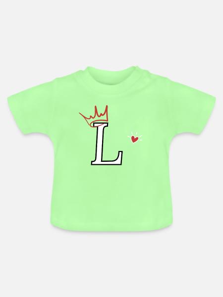 Buchstabe I, Kronenherz - Baby Bio-T-Shirt mit Rundhals - Mintgrün