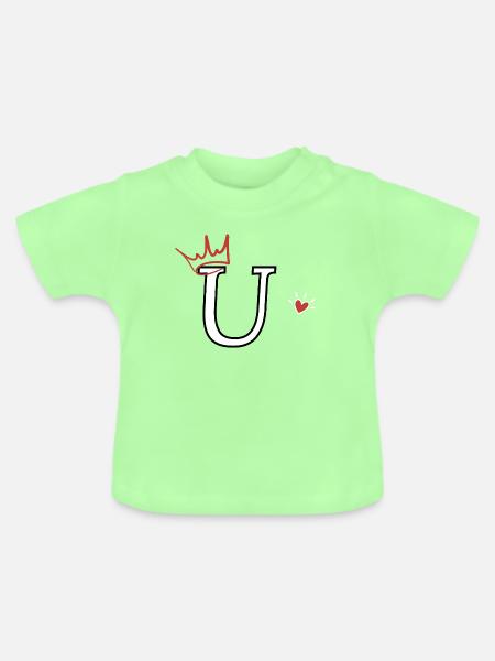 Buchstabe u, Kronenherz - Baby Bio-T-Shirt mit Rundhals - Mintgrün