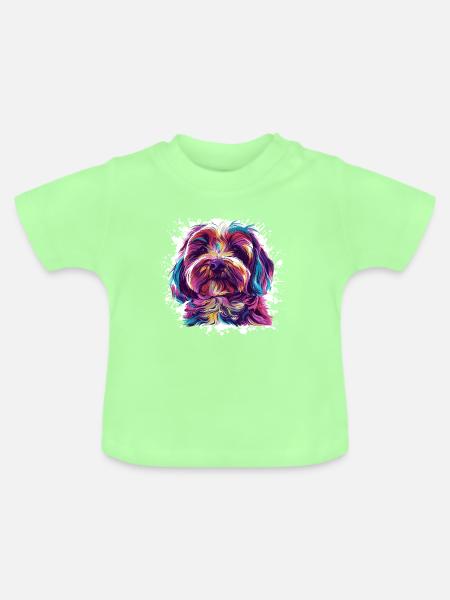 Hunde-Porträt: Aquarell-Splash - Baby Bio-T-Shirt mit Rundhals - Mintgrün