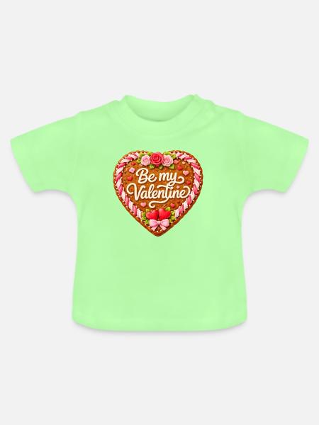 Lebkuchenherz Be my Valentine - Baby Bio-T-Shirt mit Rundhals - Mintgrün