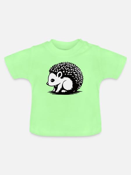 Monochrome Igel-Silhouette - Baby Bio-T-Shirt mit Rundhals - Mintgrün