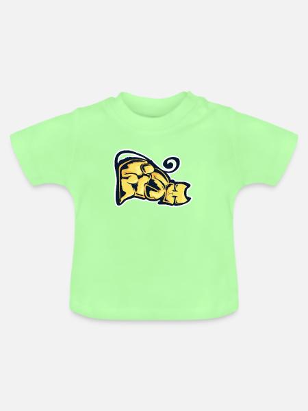 Fisch, ein gezogenes Wort - Baby Bio-T-Shirt mit Rundhals - Mintgrün